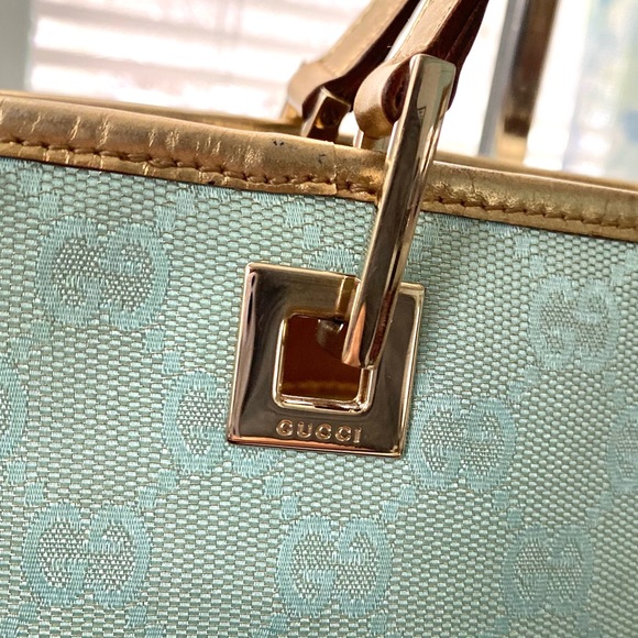 Small Gucci Monogram Guccissima Baby Blue Canvas Tote - Picture 5 of 15
